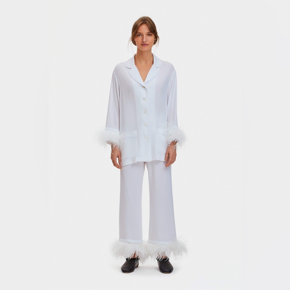 Sleeper Party Pajamas Set in White Size Small